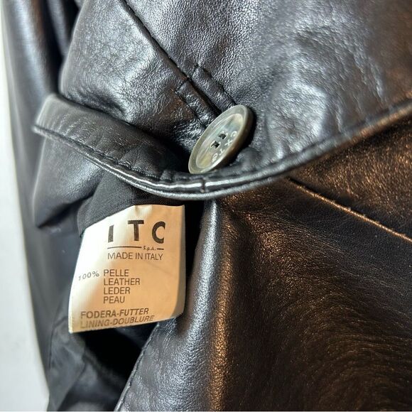 EXTE COLLEZIONE VERSACE WOMANS LEATHER JACKET BLAZER 42 US 6 BLACK ITALY CUT OUT - Picture 4 of 16